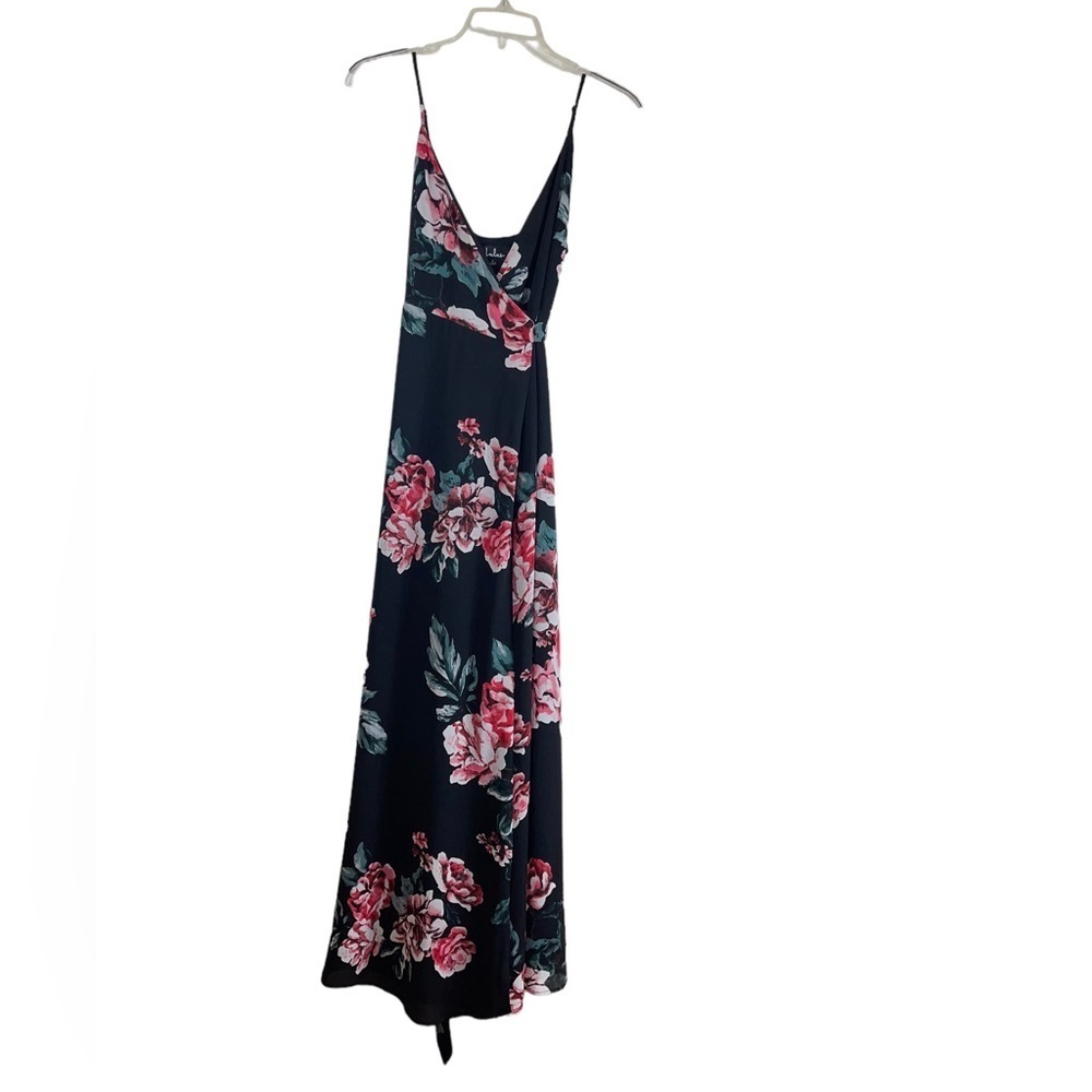 Lulus black floral wrap maxi dress. Size small. GUC - Picture 3 of 9